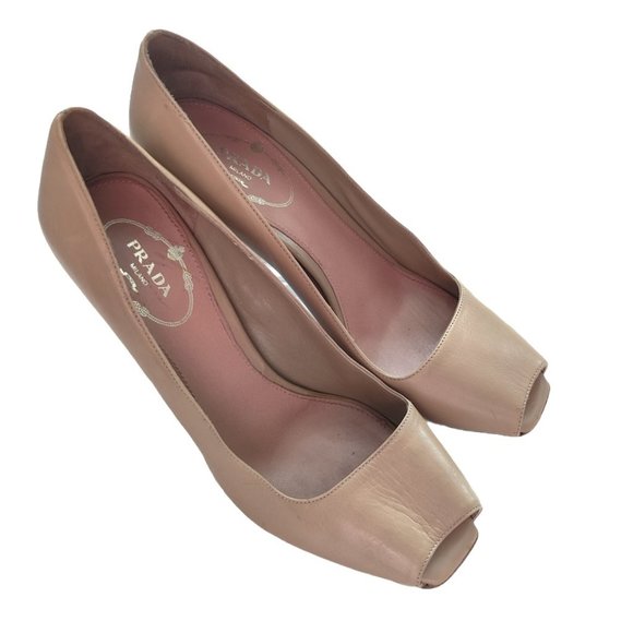 Prada Pee Toe Leather Pump - Picture 1 of 10